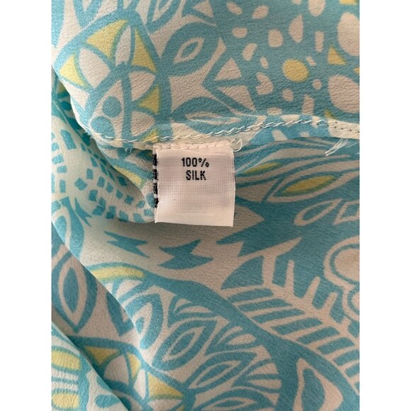 Amaya Womens Blue Silk Tunic Embroidered Paisley V-Neck Size 38 / US Small - Picture 7 of 8